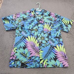Michael Richards Shirt Mens Large Multicolor Hawaiian Floral Short Sleeve Button